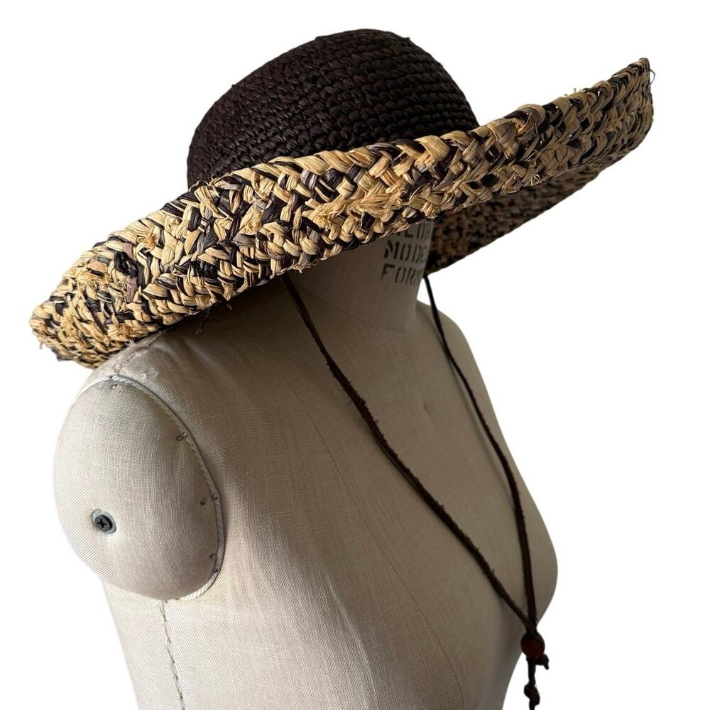 San Diego Hat Company Raffia Straw Hat in Tan Black Size Medium Vacation